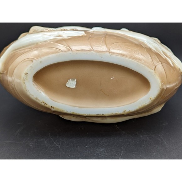 Antique Phoenix Glass Pillow Vase Cream White 3D Geese Swans Flying - Picture 6 of 12